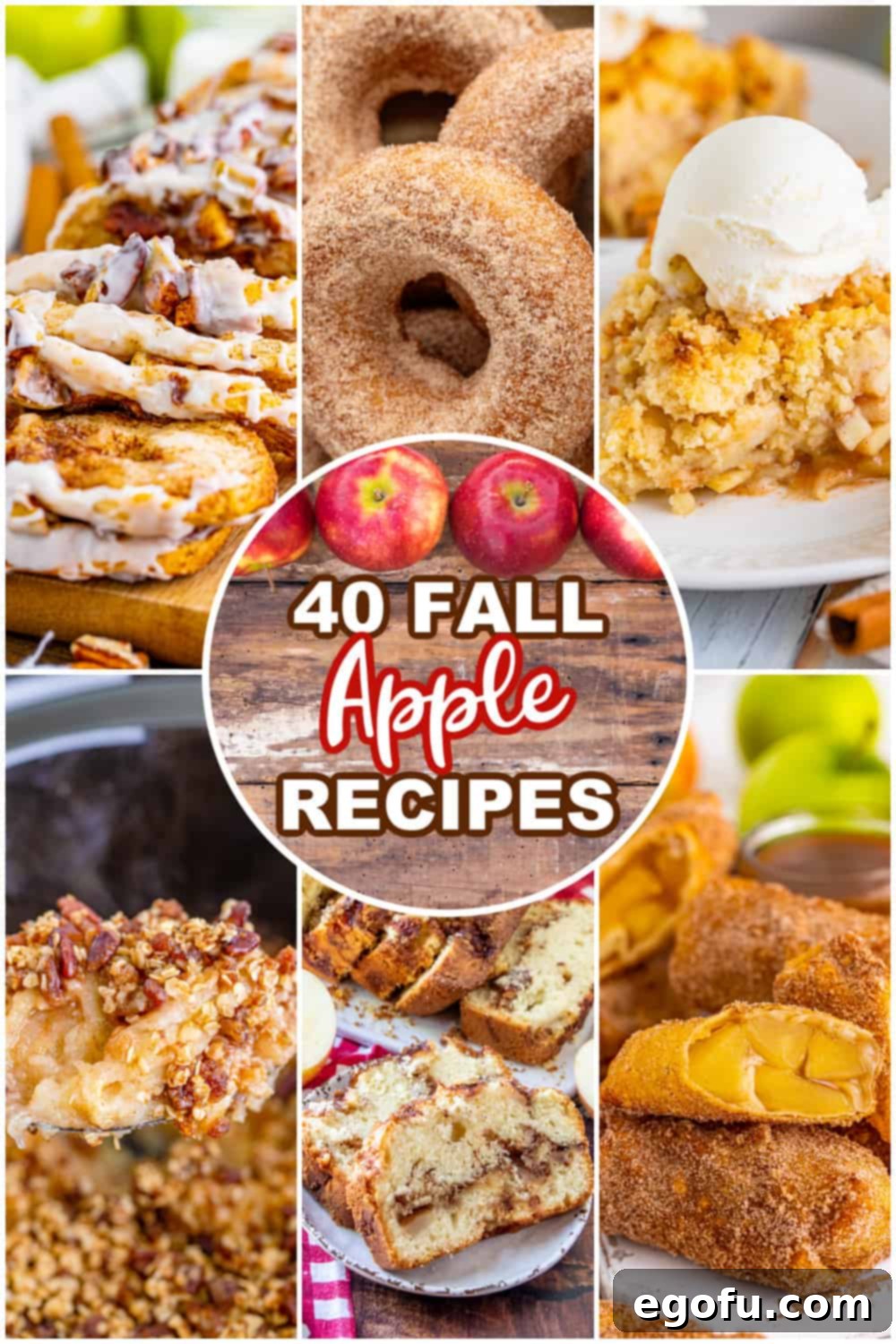 40 Ways to Savor Fall Apples 2 A vibrant collage showcasing a variety of 6 apple recipe photos, with overlaying text that reads "40 Fall Apple Recipes". The images feature delicious apple dishes in various forms, hinting at the culinary journey within this collection.