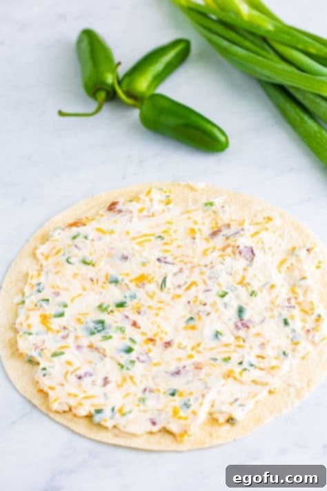 A flour tortilla with a jalapeno popper filling.