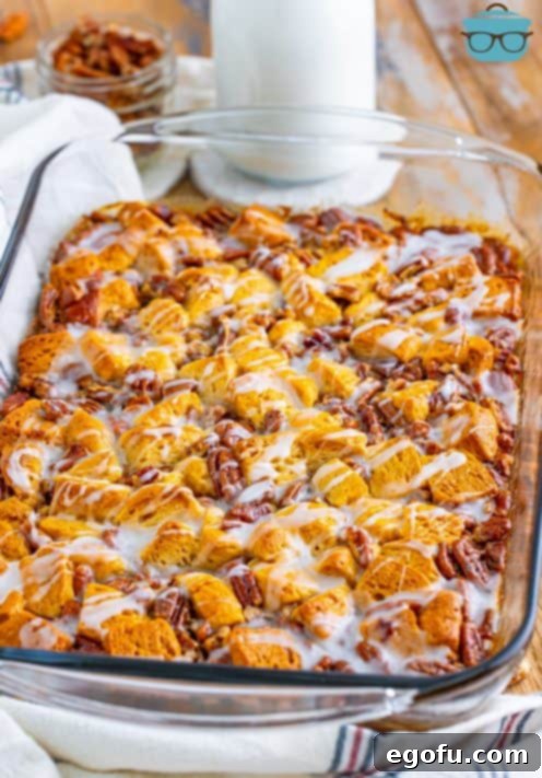 Gooey Pecan Pull-Apart Bake 17 A baking dish full of Pecan Pie Bubble Up.