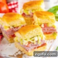 A platter of Italian Grinder Sliders, ready to serve.