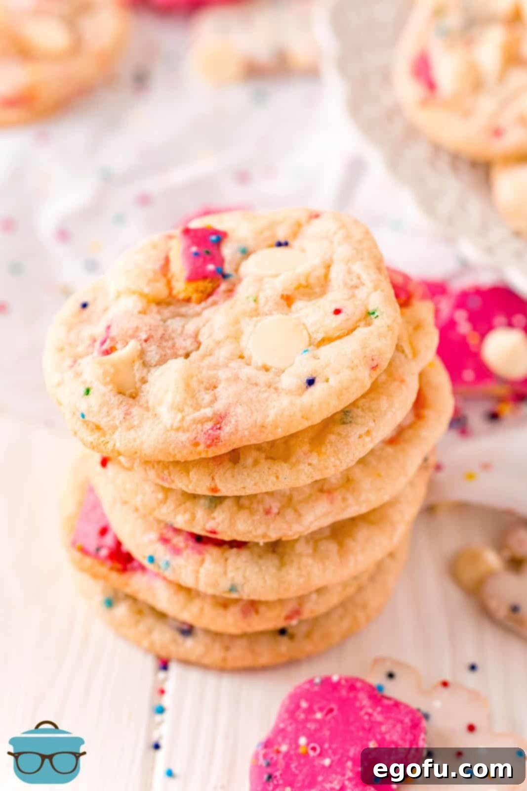 A beautiful stack of colorful Circus Animal Cookies, perfectly cooled and ready to be enjoyed.