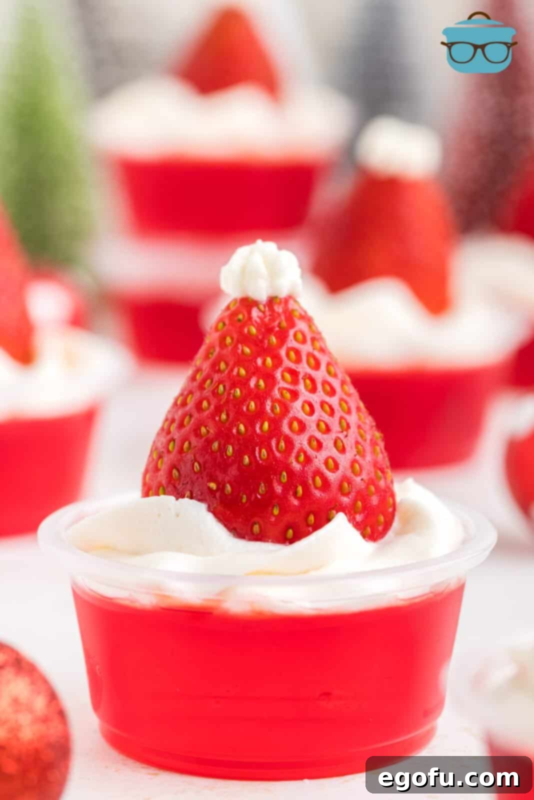 Spirited Santa Hat Shooters 8 A few jello shots that look like Santa Hats.