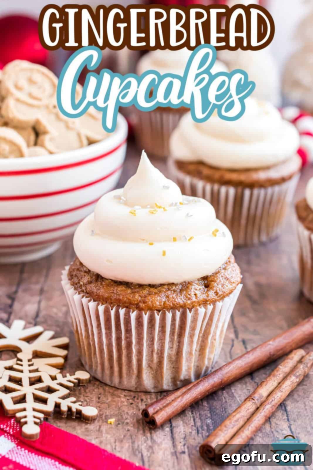 Cozy Gingerbread Cupcakes 3 A few Gingerbread cupcakes decorated for the holidays.