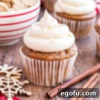Cozy Gingerbread Cupcakes 8 Close up looking at a Gingerbread Cupcake, showcasing its intricate details and delicious frosting.