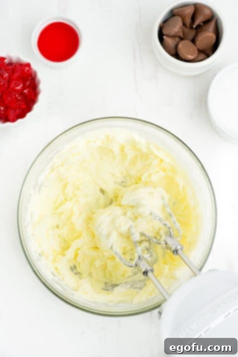 Sakura Bloom Bites 10 Butter and powdered sugar in a glass mixing bowl.