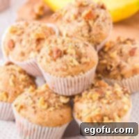 A small pile of Banana Nut Muffins made with cake mix .