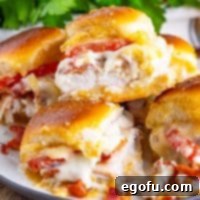 Close up looking at a pile of Kentucky Hot Brown Sliders.