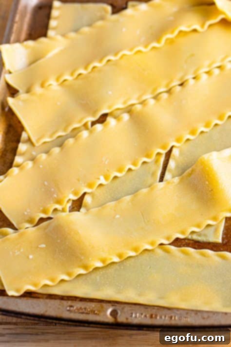 Cozy Lasagna Dinner for Two 13 A few laid out cooked lasagna noodles.