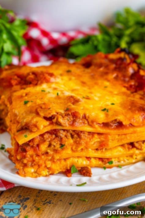 Cozy Lasagna Dinner for Two 24 A plate with a serving of Lasagna for Two.