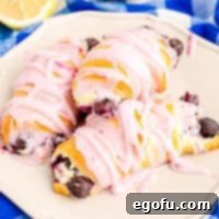 Close up looking at some Blueberry Cheesecake Crescent Rolls.