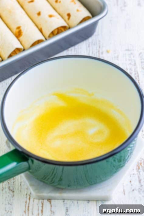 Date Night White Chicken Enchiladas 8 butter and flour in a sauce pan.