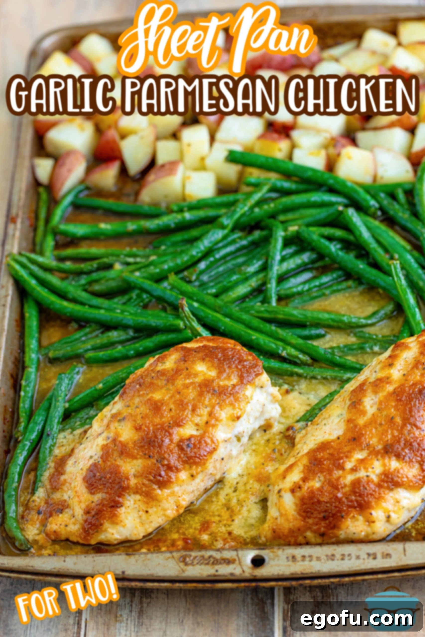 One-Pan Garlic Parmesan Chicken Dinner for Two 3 A Sheet Pan Garlic Parmesan Chicken Dinner for Two ready to go.