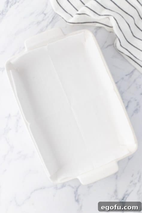 parchment paper lined baking dish.