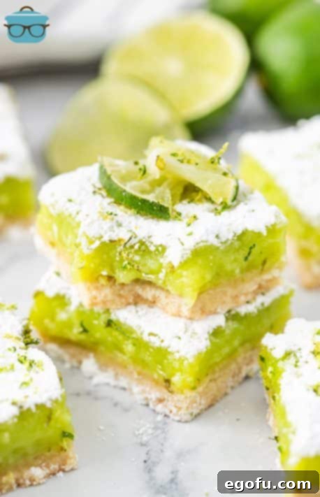 A few Lime Bars in a stack with one missing a bite.