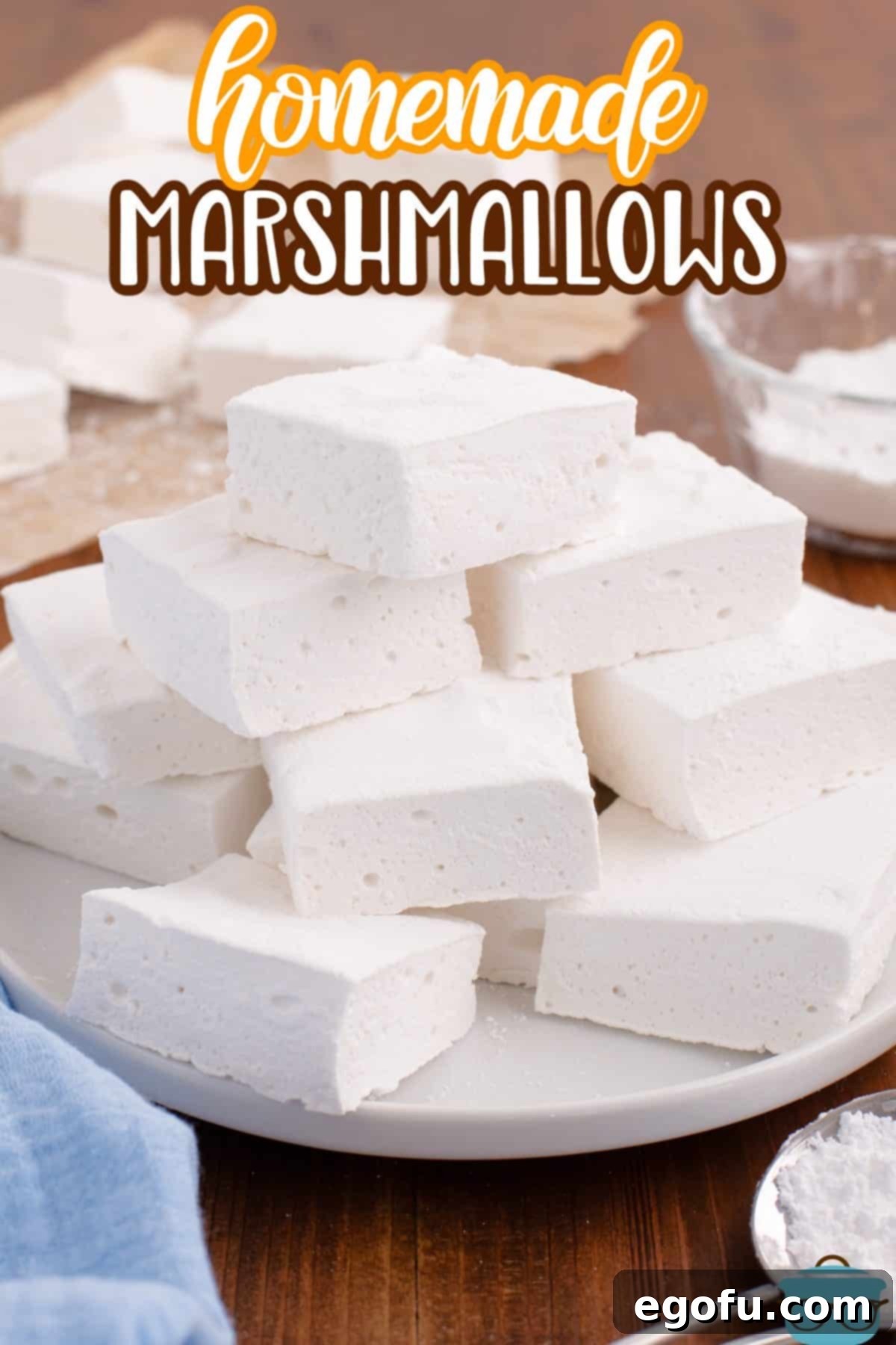A stack of Homemade Marshmallows.