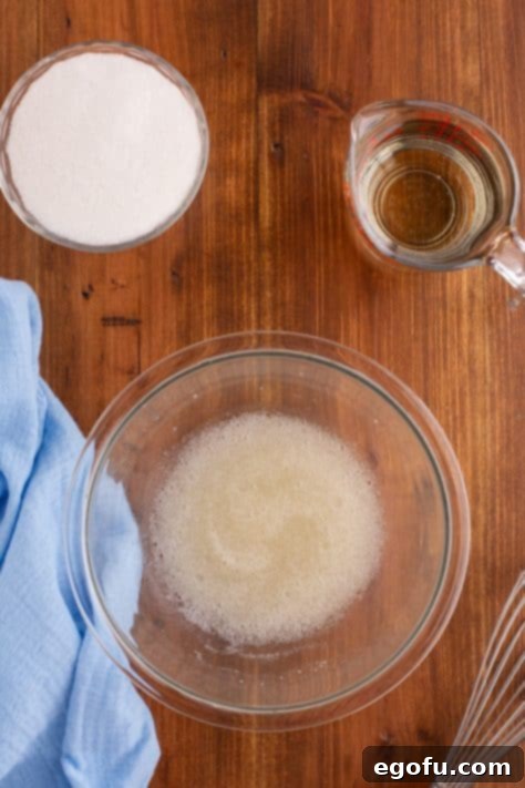 Gelatin powder and water in a bowl.