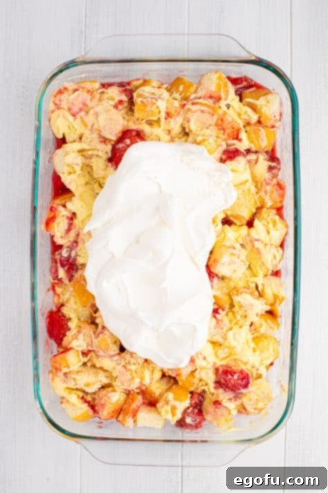 Whipped topping on a No Bake Patriotic Dessert.