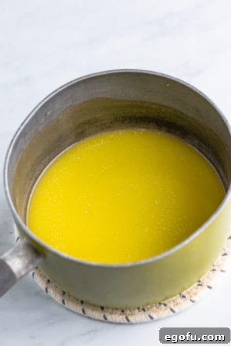 Butter melting in a pan.