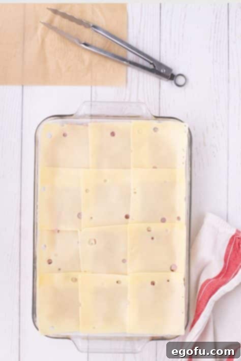 Golden Baked Chicken Ham and Swiss Casserole 14 Swiss cheese, ham, and chicken in a baking dish.