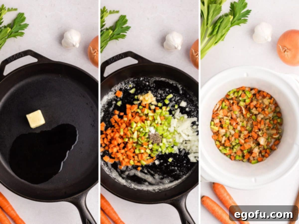 Oil and butter in a cast iron skillet.