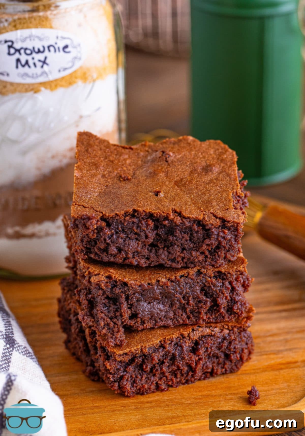 A small stack of Homemade Brownies.