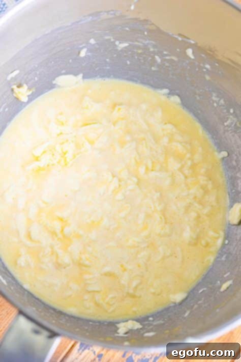 A lumpy yellow cake batter.