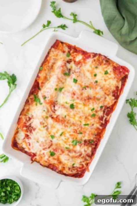 Effortless Manicotti 14 A pan of Easy Manicotti.