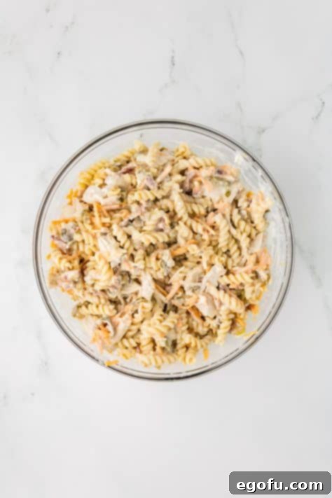 A bowl with oftened cream cheese, chicken broth, sour cream, garlic powder, onion powder, chicken, bacon, cheese, and diced jalapenos mixed together.