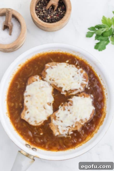 Caramelized Onion Smothered Pork Chops 16 Pork chops with cheese in a beef broth gravy.