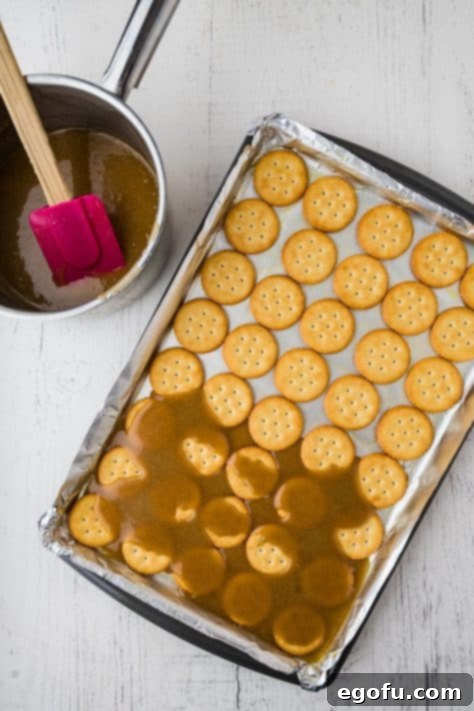 Decadent Strawberry Chocolate Bark 12 Caramel poured over crackers.