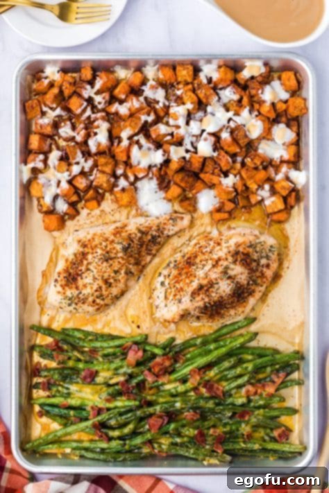 A fresh baked sheet pan dinner.