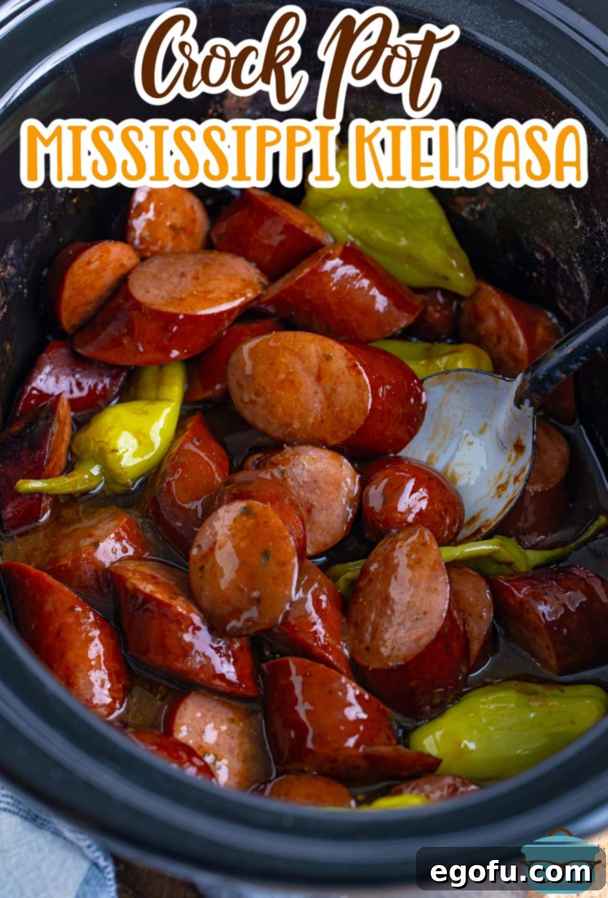 A Slow Cooker with Mississippi Kielbasa.