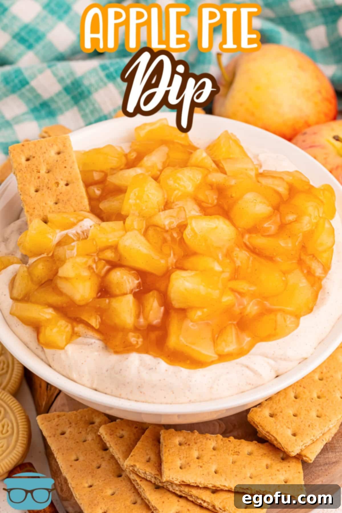 An appetizing close-up of Apple Pie Dip on a plate, ready for scooping.