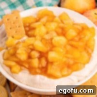 Looking down on a plate of Apple Pie Dip.