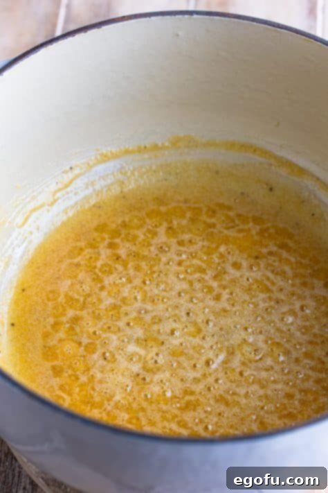 Melted butter in a pot.