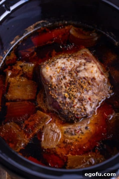 Set-It-and-Forget-It Corned Beef 14 Cooked beef in the Slow Cooker, ready to be removed.