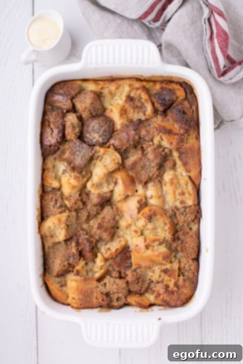 A beautifully baked Banana Bread Pudding, golden brown and perfectly set.
