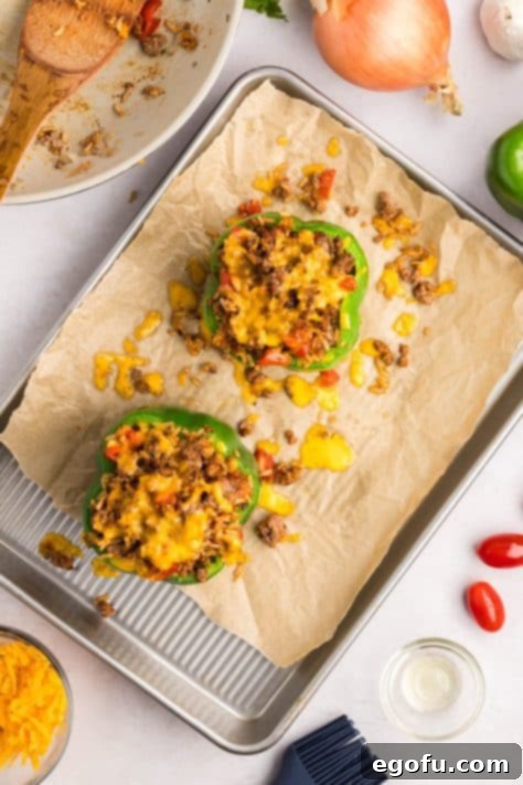 Baked stuffed green peppers.