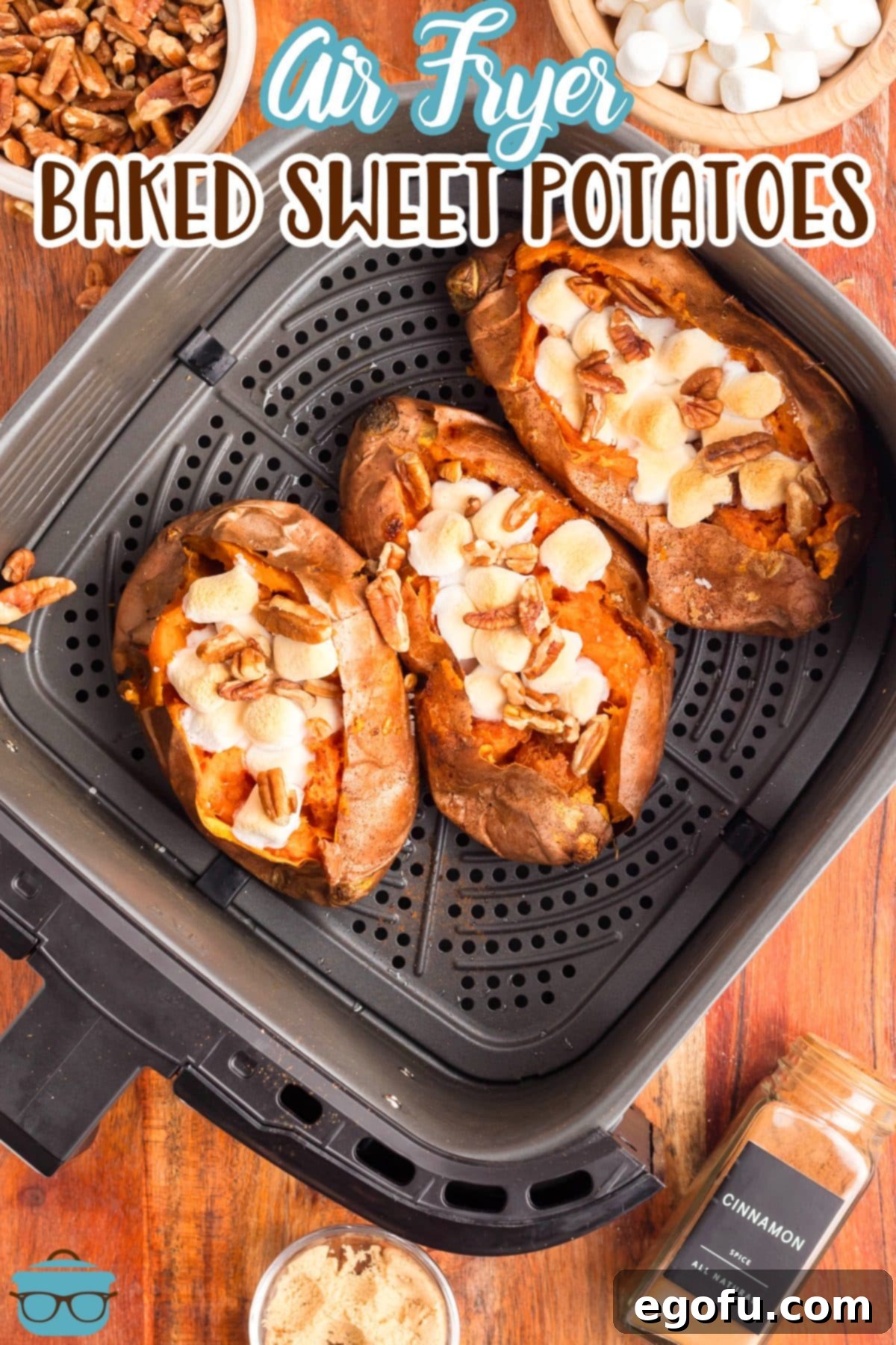 Looking down on an Air Fryer basket with some perfectly air-fried sweet potatoes.