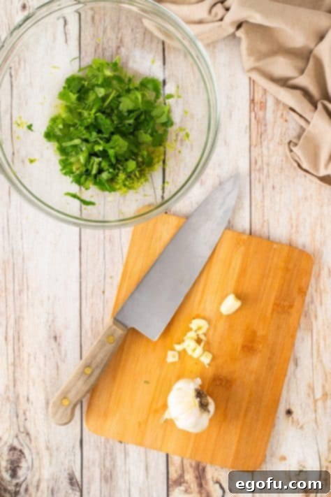 Zesty Cilantro-Lime Chicken 14 Garlic being chopped up.
