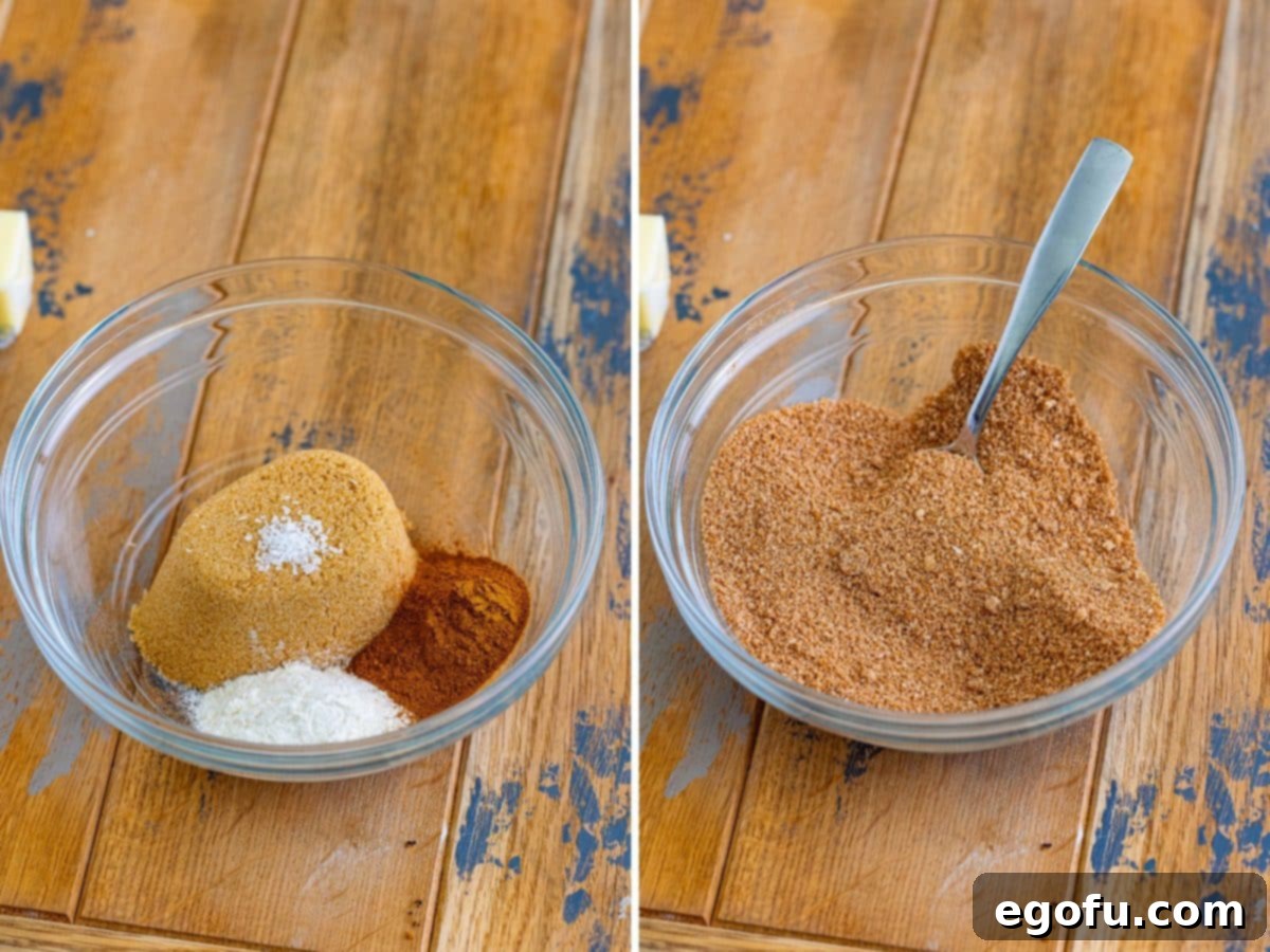 A bowl of brown sugar, ground cinnamon, flour, and salt all mixed together, forming the pop tart filling.