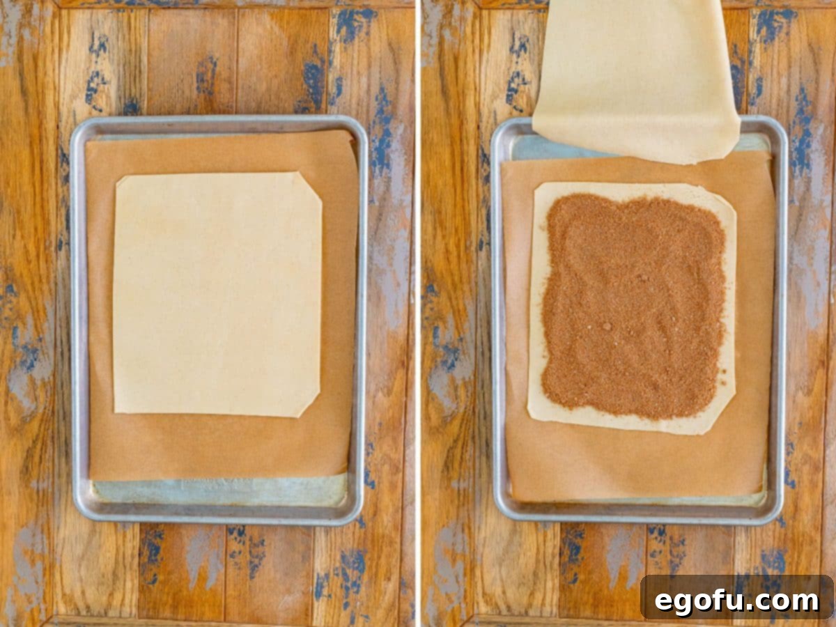 Trimmed pie crusts, now rectangular, with the top crust removed.