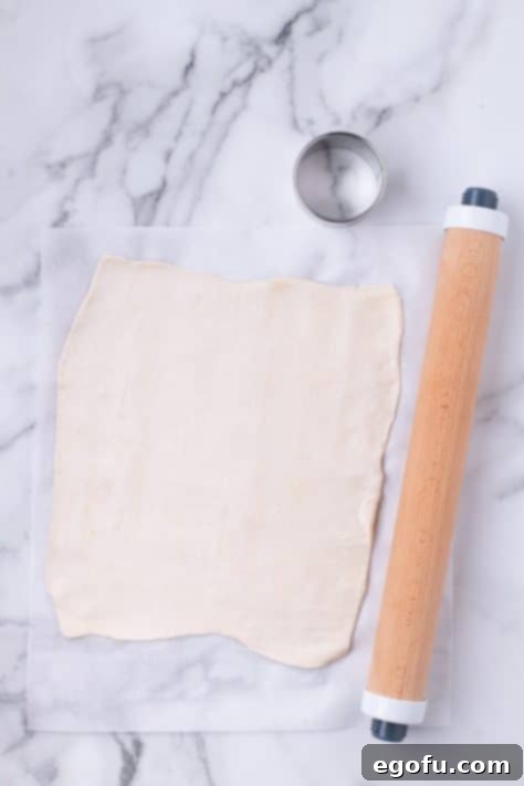 Rolled out puff pastry.