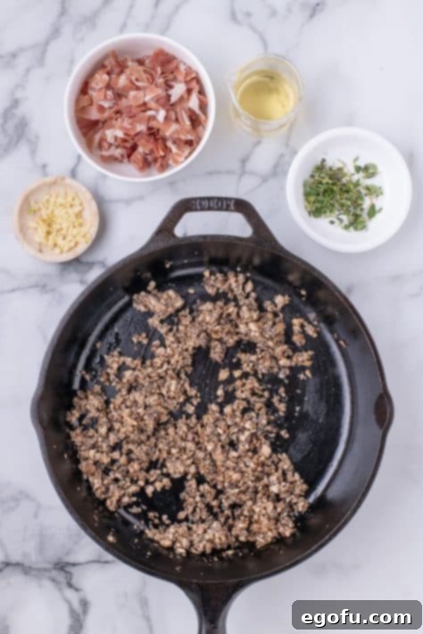 Cooked mushroom pieces.