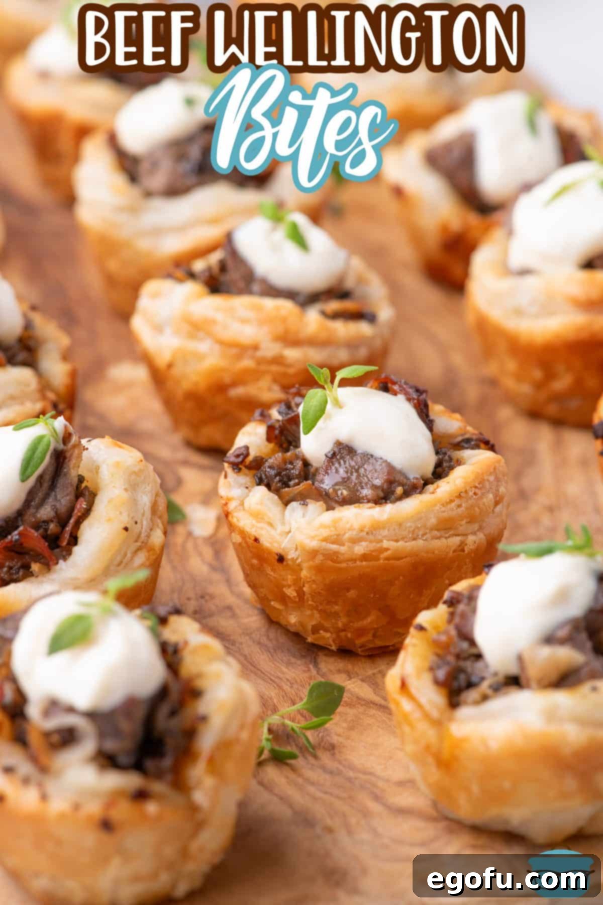 A few rows of Beef Wellington Bites.