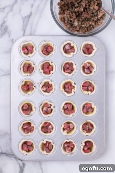 Beef tenderloin pieces in puff pastry,