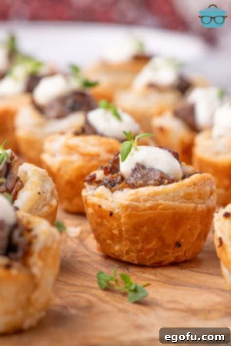 Rows of Beef Wellington Bites.