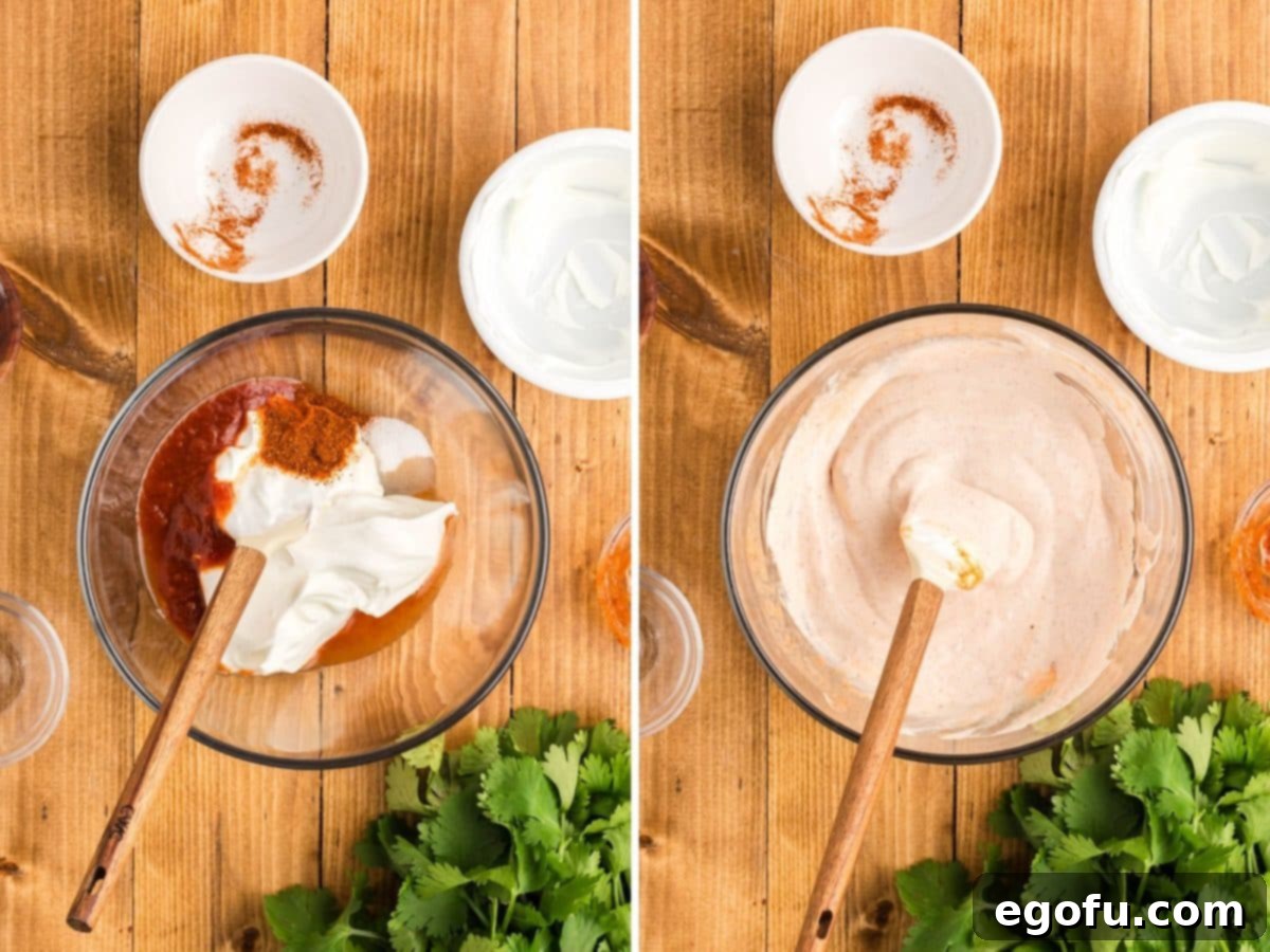 Sauce ingredients mixed together in a bowl.