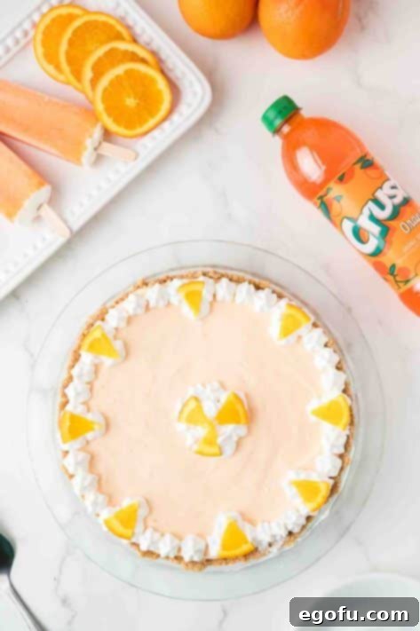 Zesty Orange Cream Pie 17 A pie with orange slices and whipped cream toppings.