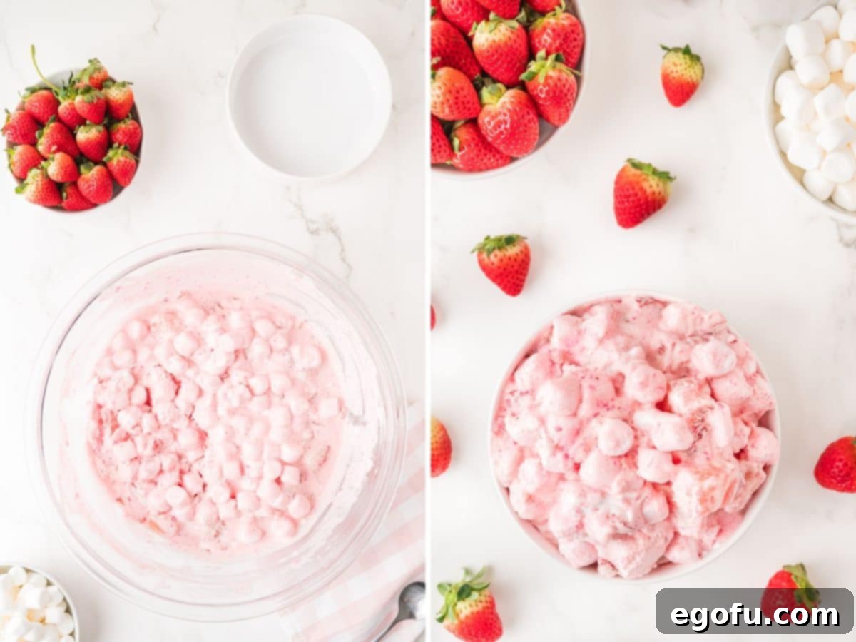 A chilled bowl of Strawberry Fluff.